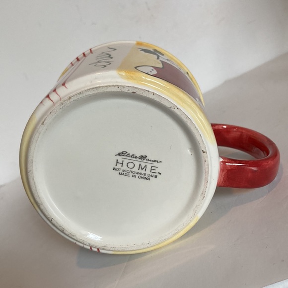 Eddie Bauer Home Cheer Red Yellow Stocking Coffee Tea Mug Cup Large 16 oz - Picture 10 of 11